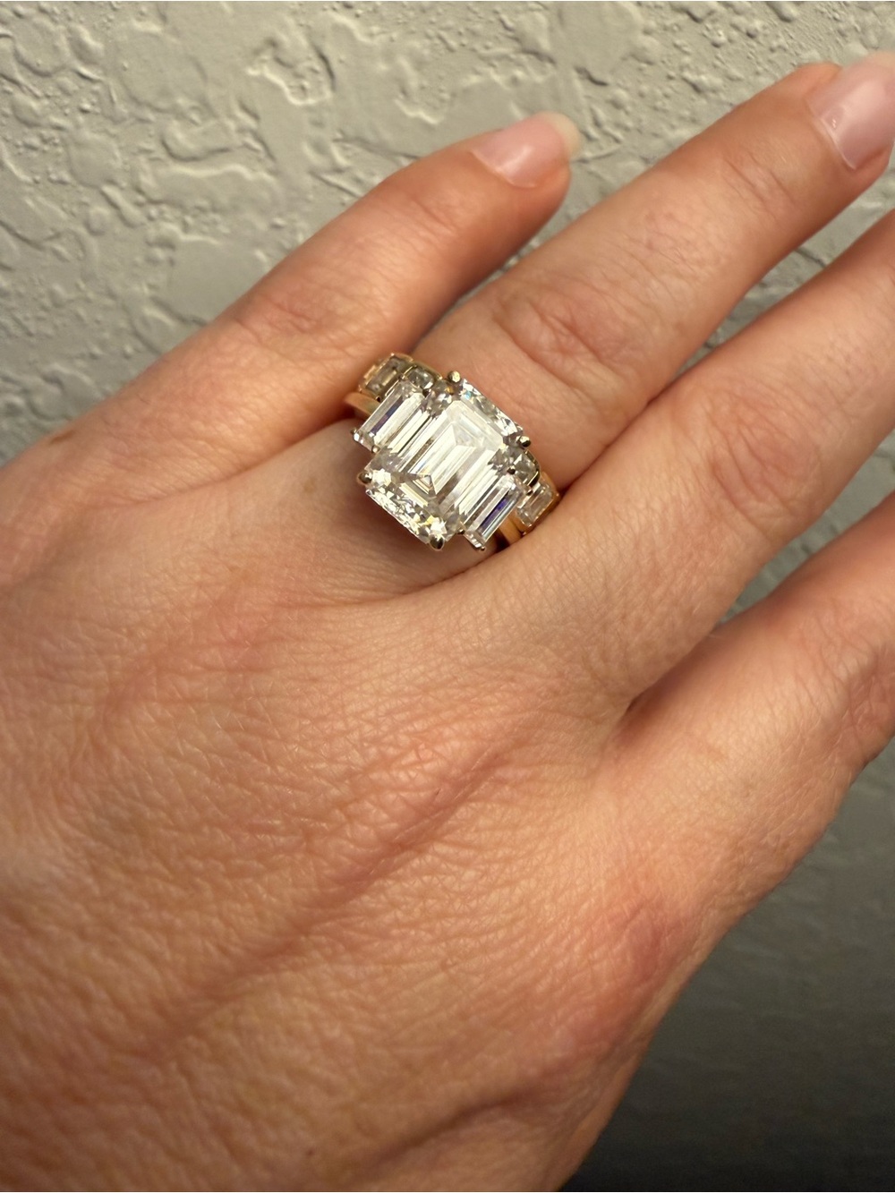5 cttw moissanite engagement ring w/ 3.40 cttw wedding ring